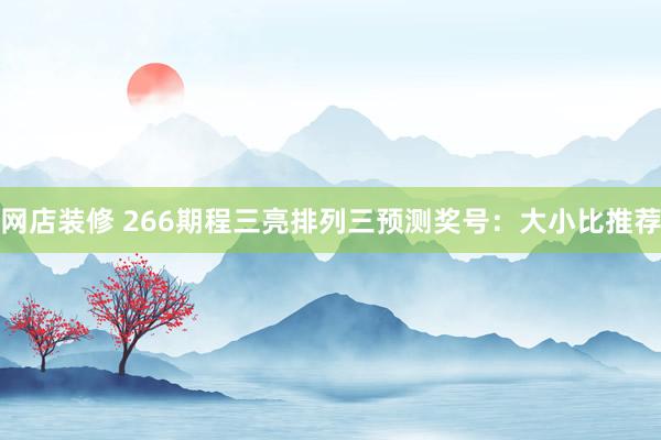 网店装修 266期程三亮排列三预测奖号：大小比推荐