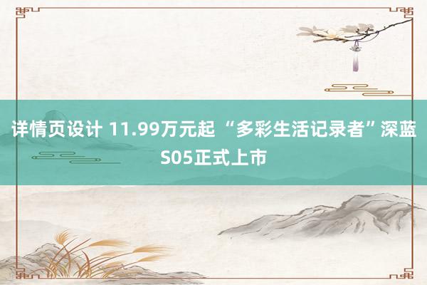 详情页设计 11.99万元起 “多彩生活记录者”深蓝S05正式上市