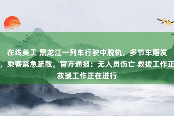 在线美工 黑龙江一列车行驶中脱轨，多节车厢发生倾斜，乘客紧急疏散。官方通报：无人员伤亡 救援工作正在进行